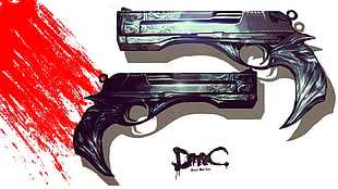 black and gray semi-automatic pistols illustration HD wallpaper