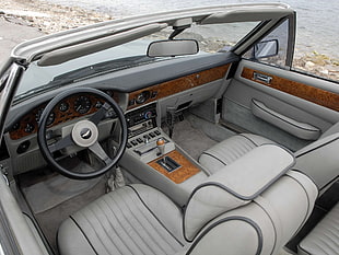 high-angle photography of gray and brown convertible interior HD wallpaper