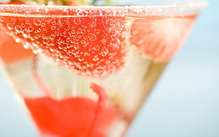 shallow focus photography of strawberry in margarita glass HD wallpaper