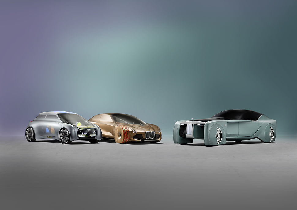 three concept cars illustration HD wallpaper
