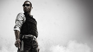 man in black bulletproof vest HD wallpaper
