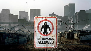 No Humans Allowed signage, movies, District 9, aliens, people HD wallpaper