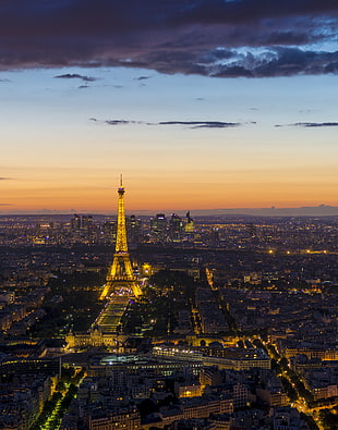 aerial photo of Eiffel tower during nighttime