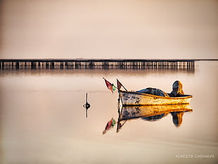 brow and white canoe on body of water, paco HD wallpaper