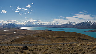 brown mountain, landscape, mountains, lake, New Zealand HD wallpaper
