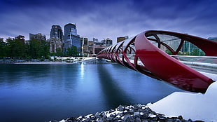 red tunnel, bridge, city, Calgary HD wallpaper