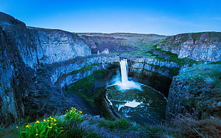 plunge waterfalls, landscape, waterfall, rock, nature HD wallpaper