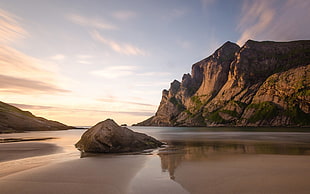 brown sand, landscape, nature, mountains, sea