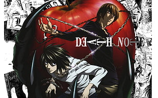 Deathnote illustration, Death Note, Yagami Light, Lawliet L, anime HD wallpaper