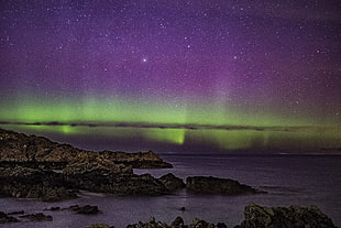 aurora lights above body of water