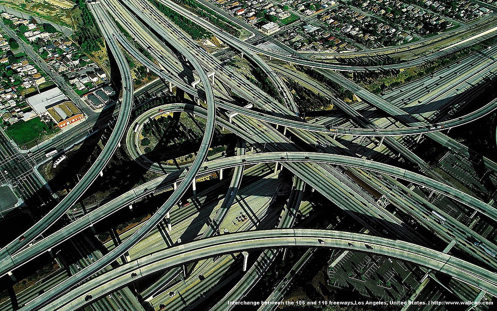 grey concrete super highway, highway, city, car, building HD wallpaper