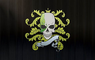 white and green skull illustration