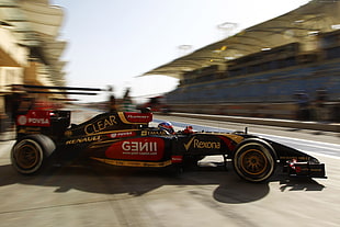 Renault R28 Formula 1 at pit stop during daytime