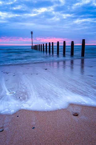 body of water on seashore, blyth HD wallpaper