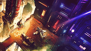 game application digital wallpaper, artwork, futuristic city, science fiction, digital art