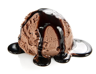 ice cream scoop with chocolate syrup HD wallpaper