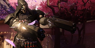 man holding gun digital wallpaper, Overwatch, video games, Reaper (Overwatch) HD wallpaper