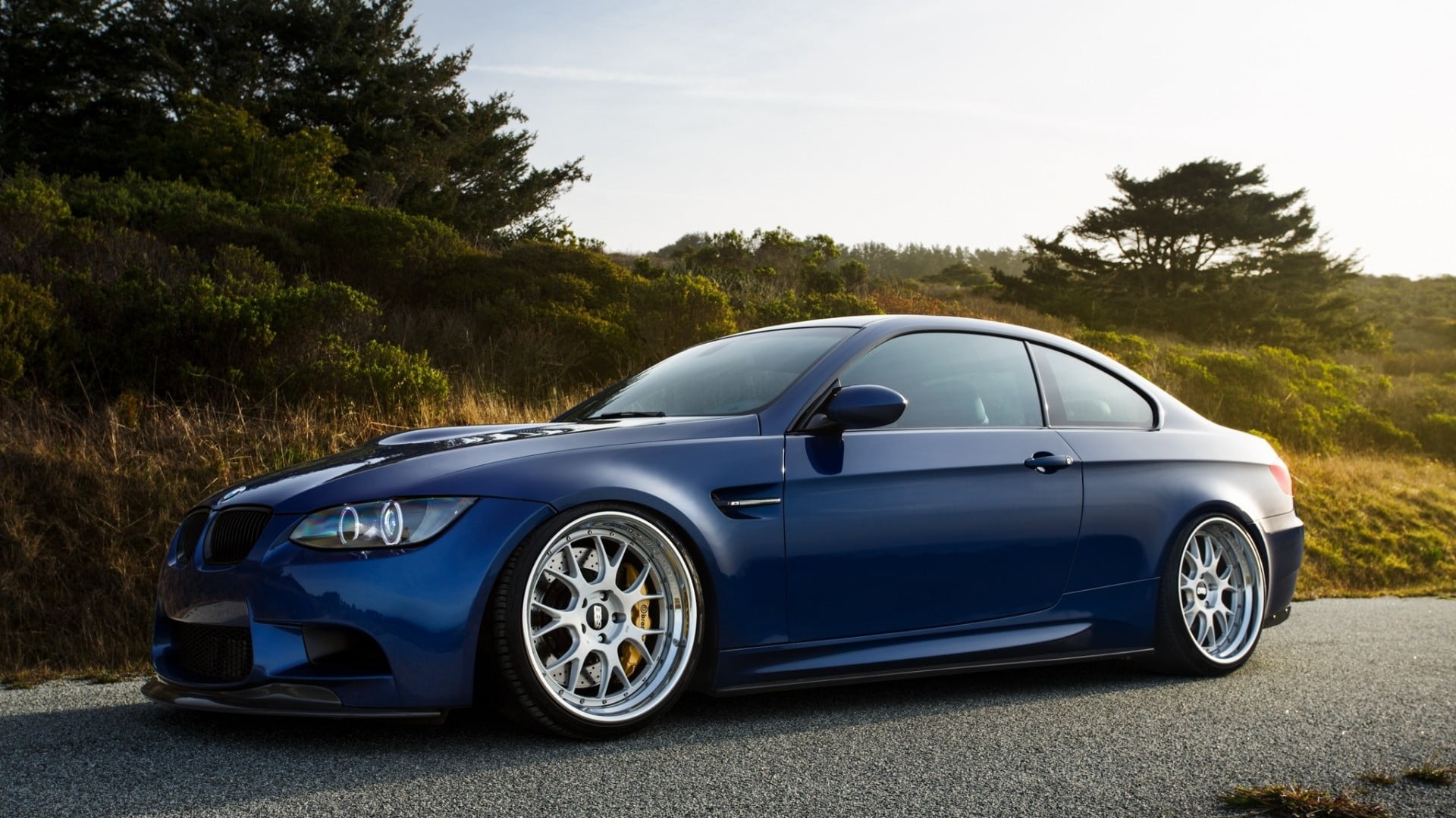 blue sedan, BMW, BMW E92, car, blue cars