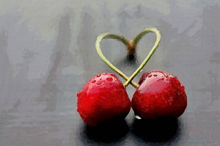 two red cherries, artwork