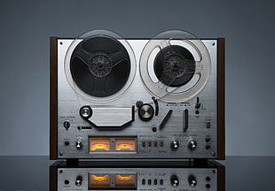 silver and brown reel to reel player, Hi-Tech, technology, tape, reel-to-reel tape recorders