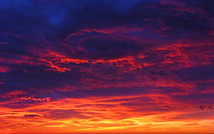 orange clouds, nature, sky, sunlight, clouds