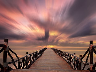 time-lapse photo of sea dock