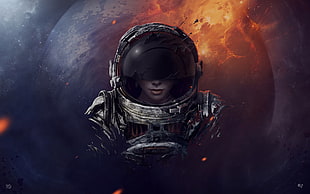 astronaut, space, fantasy art, planet