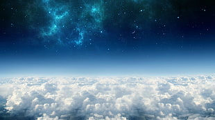 white and blue sky, space, clouds HD wallpaper