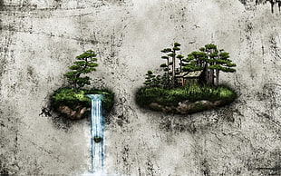 green and black snow blower, bonsai, nature, artwork, digital art HD wallpaper