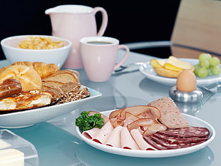 photo of variety of foods on clear glass top table