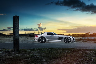 gray coupe, Mercedes-Benz SLS AMG, Renntech , car