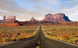 gray pavement, nature, landscape, desert, road