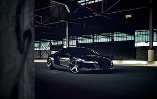 black coupe inside the parking lot HD wallpaper