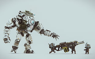 gray robot illustration HD wallpaper
