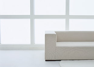 white suede couch HD wallpaper