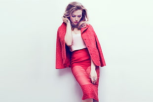 Scarlett Johansson, Scarlett Johansson, people, red jackets HD wallpaper