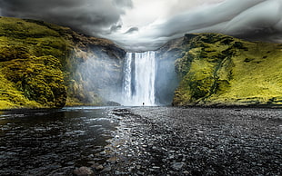 photo of water falls during daytime