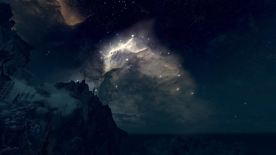 galaxy, The Elder Scrolls V: Skyrim, night, stars, video games HD wallpaper