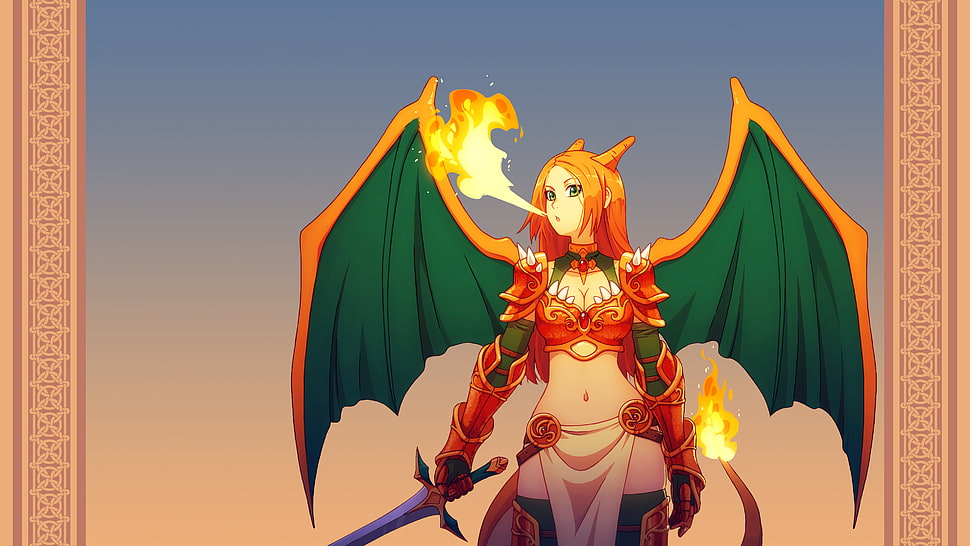 Pokémon, Charizard, anime girls, Glurak HD wallpaper