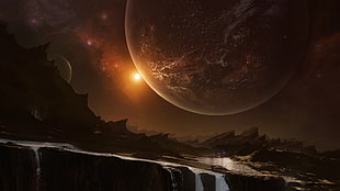 planet digital wallpaper, planet, digital art, space, space art