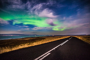 black concrete road, iceland HD wallpaper