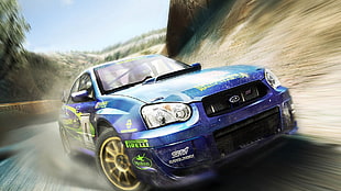 blue sedan, car, rally cars, Subaru Impreza , blue cars