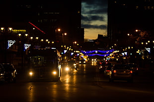 black bus, photography, buses, bokeh, building