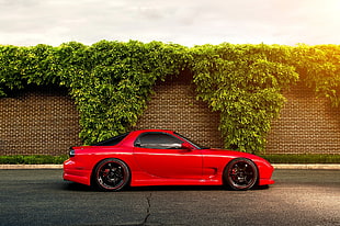 red coupe, car, road, Mazda, rx7 HD wallpaper