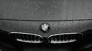 black BMW grille, Driveclub, BMW, rain, water drops HD wallpaper