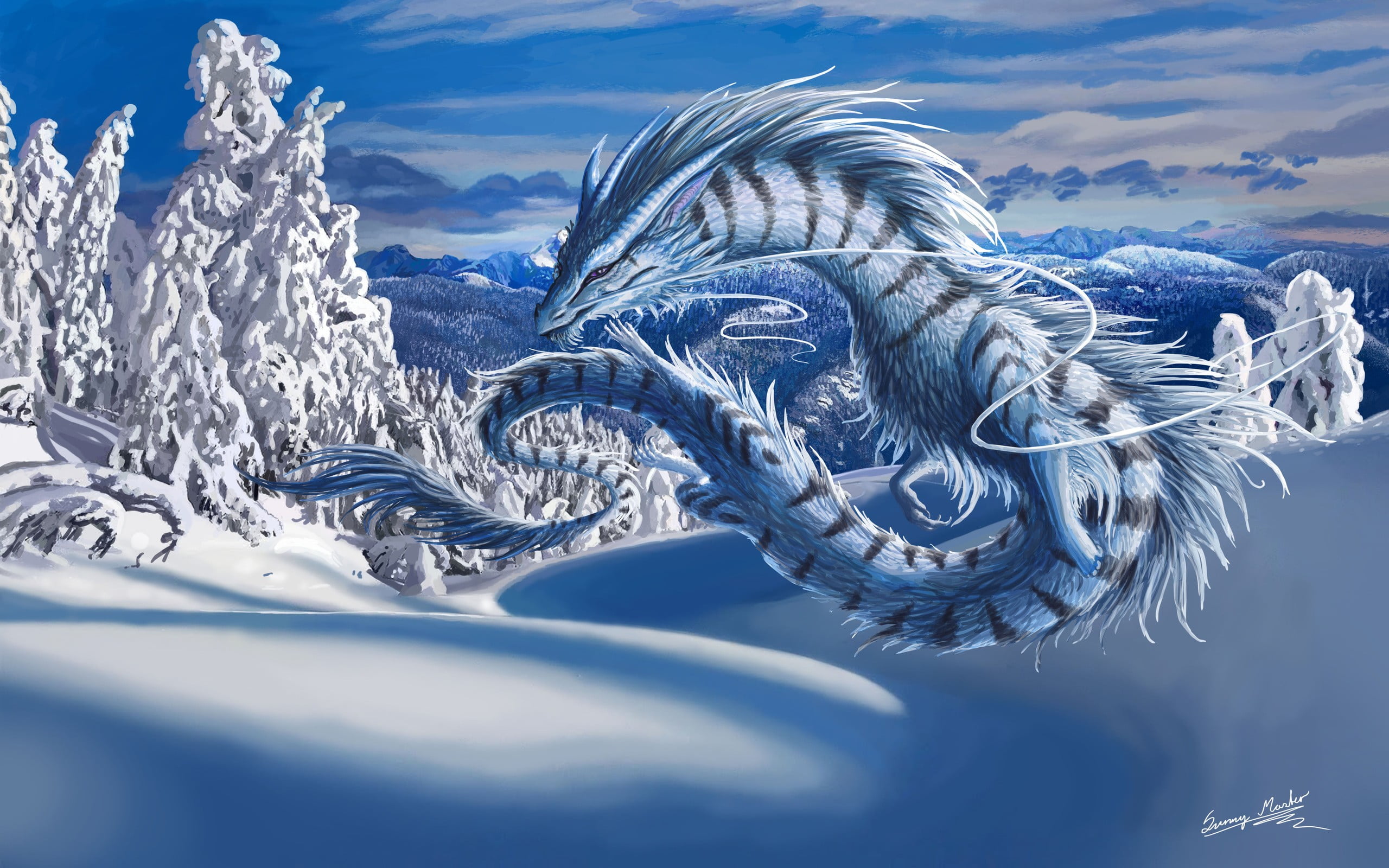 Cool Water Dragons Wallpaper