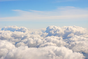 white cumulus clouds, clouds, sky