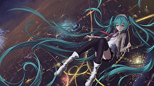 cityscape, Hatsune Miku, thigh-highs, Vocaloid HD wallpaper