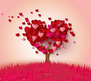 heart tree cutout decor, nature, love HD wallpaper