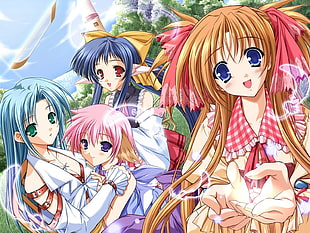 group of female anime characters HD wallpaper
